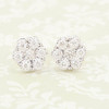 9ct White Gold Diamond Flower Cluster Stud Earrings - Front View