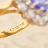 Second Hand 18ct Gold Tanzanite and Diamond Cluster Ring – 4 carat & 1.7 carat - Hallmark Detail
