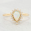 Second Hand 9ct Gold Pear Opal and Diamond Cluster Ring