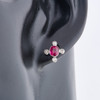 Art Deco 18ct White Gold Ruby and Diamond Stud Earrings