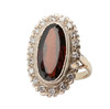 Vintage 18ct Gold Large Garnet & Diamond Cluster Ring, Small Size - Angled View
