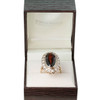 Vintage 18ct Gold Large Garnet & Diamond Cluster Ring, Small Size - In Box