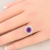 Vintage 18ct White Gold Amethyst and Diamond Cluster Ring - Worn View