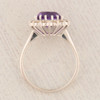 Vintage 18ct White Gold Amethyst and Diamond Cluster Ring - Top View