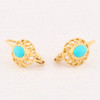 Vintage 14ct Gold Turquoise Latch Back Earrings Angled Image
