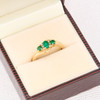 Second Hand 9ct Gold 3 Stone Emerald and Diamond Cluster Ring in Box