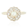 Vintage 18ct White Gold Pearl and Diamond Cluster Ring Main View