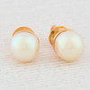 Vintage 14ct Gold Pearl Stud Screw Back Earrings Front View