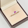 Second Hand 18ct White Gold Pink Sapphire and Diamond 3 Stone Trilogy Ring in Box