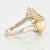 Vintage 18ct White Gold Pearl and Diamond Swirl Cocktail Ring Side View