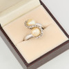 Vintage 18ct White Gold Pearl and Diamond Swirl Cocktail Ring in Box