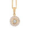 9ct Gold Aquamarine and Diamond Pendant with Chain Main View