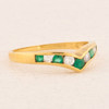 Second Hand 18ct Gold Emerald and Diamond Wishbone Ring Angled View