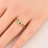 Second Hand 18ct Gold Emerald and Diamond Wishbone Ring on Finger
