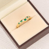 Second Hand 18ct Gold Emerald and Diamond Wishbone Ring in Box