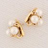 Second Hand 9ct Gold Pearl Trio and Diamond Latchback Earrings - Top View