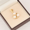 Second Hand 9ct Gold Pearl Trio and Diamond Pendant - in Box