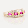 Second Hand 18ct White Gold Ruby & Diamond Dress Ring - Angled View