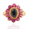 Vintage 9ct Gold Sapphire and Ruby Cluster Ring - Main View