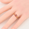 Antique 18ct Gold 5 Stone Ruby & Diamond Half Hoop Ring - On Finger