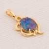 Second Hand 14ct Gold Black Opal Pendant - Angled View