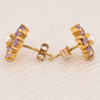 Vintage 9ct Gold Pearl and Amethyst Cluster Stud Earrings - Side View