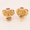 Vintage 9ct Gold Pearl and Amethyst Cluster Stud Earrings - Rear View