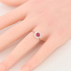 Second Hand 18ct White Gold Ruby & Diamond Cluster Ring - On Finger