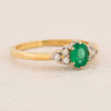 Second Hand 18ct Gold Emerald and Diamond Cluster Ring - Angled View