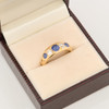 Vintage 18ct Gold Sapphire & Diamond 5 Stone Boat Ring - In Box