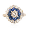 Vintage 18ct White Gold Sapphire & Diamond Floral Cluster Ring - Main View