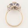 Vintage 18ct White Gold Sapphire & Diamond Floral Cluster Ring - Top View