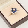 Vintage 18ct White Gold Sapphire & Diamond Floral Cluster Ring - In Box