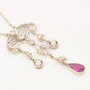 Antique Art Nouveau 18ct White Gold Tourmaline and Diamond Necklace - Angled View