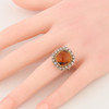 Antique 18ct Gold Citrine and Diamond Cluster Ring - On Finger