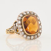 Antique 18ct Gold Citrine and Diamond Cluster Ring - Angled View