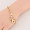 Vintage 9ct Gold Charm Bracelet with Heart Padlock - On Wrist