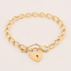 Vintage 9ct Gold Charm Bracelet with Heart Padlock - Angled View