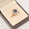 Second Hand 14ct Gold Round Sapphire & Diamond Cluster Ring - In Box