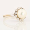 Second Hand 14ct White Gold Pearl and Diamond Cluster Ring - Angled View