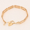 Second Hand 9ct Gold 3 Bar Bracelet with Heart Padlock - Open Clasp