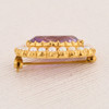 Vintage 9ct Gold Amethyst and Diamond Cluster Brooch - Side View