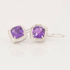 Second Hand 18ct White Gold Amethyst & Diamond Drop Earrings - Angled View