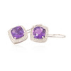 Second Hand 18ct White Gold Amethyst & Diamond Drop Earrings - Main View