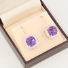 Second Hand 18ct White Gold Amethyst & Diamond Drop Earrings - In Box