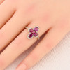 Second Hand 9ct Gold Rhodolite Garnet and Diamond Cross Ring - On Finger