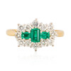 Second Hand 18ct Gold Baguette Emerald & Diamond Cluster Ring - Main View