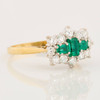 Second Hand 18ct Gold Baguette Emerald & Diamond Cluster Ring - Angled View