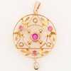 Antique Art Nouveau 9ct Gold  Ruby, Aquamarine and Pearl Pendant - From Rear