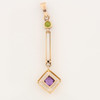 Antique 9ct Gold Suffragette Amethyst, Peridot and Pearl Drop Pendant - Rear View